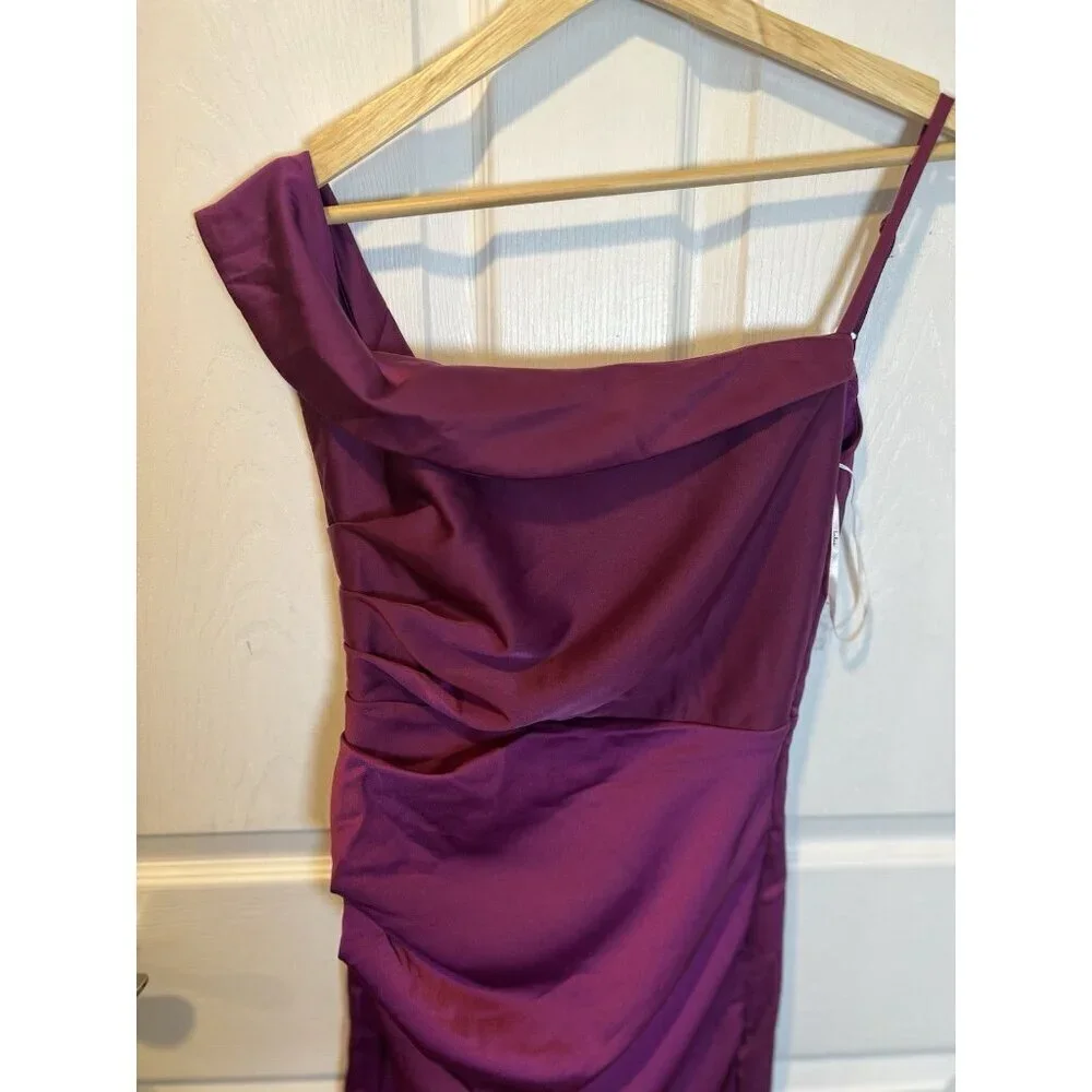 Lulus Showing Off A Little Magenta Asymmetrical Tulip Midi Dress XS Formal NWT - Picture 7 of 15